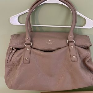 Kate Spade Soft Pebbled Leather Fold Over Flap Shoulder Bag- Taupe